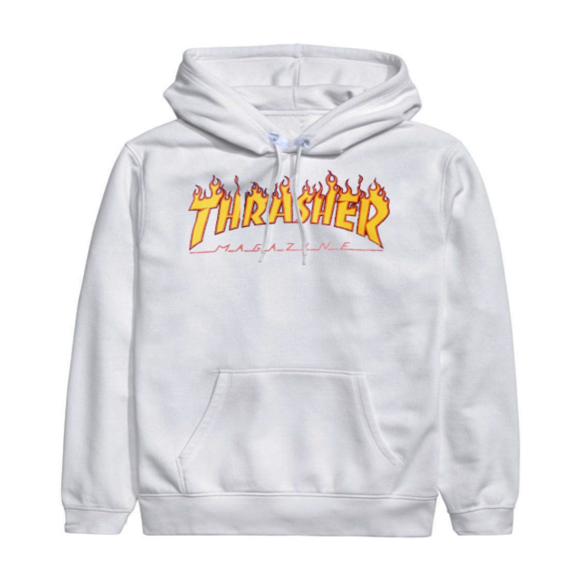 Thrasher Flame Logo Hood/White - Midway Surf